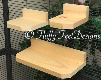 Kiln Dried Pine Chinchilla 3 Piece Ledge set with Poop Guards + Mounting Hardware