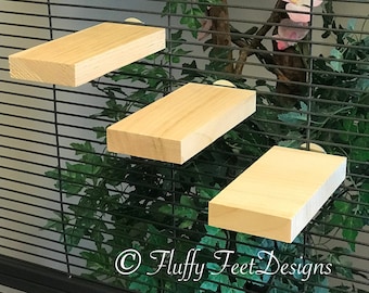 3x Kiln Dried Pine Chinchilla Ledges + Mounting Hardware