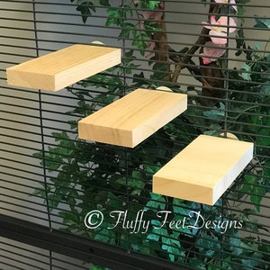 3x Kiln Dried Pine Chinchilla Ledges + Mounting Hardware