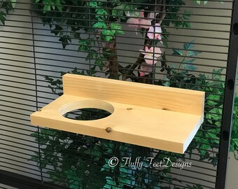 12 inch Kiln Dried Pine Chinchilla Ledge with Poop Guard and 4" hole + Mounting Hardware