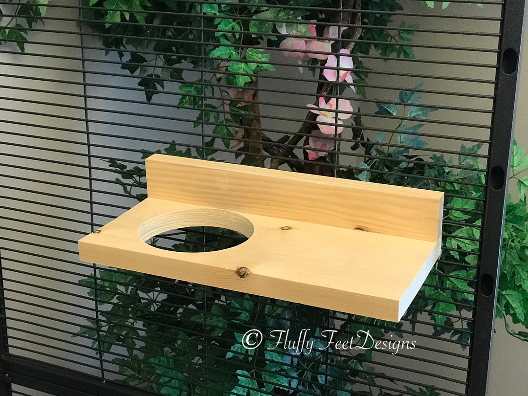 12 Inch Kiln Dried Pine Chinchilla Ledge With Poop Guard and 4 Hole