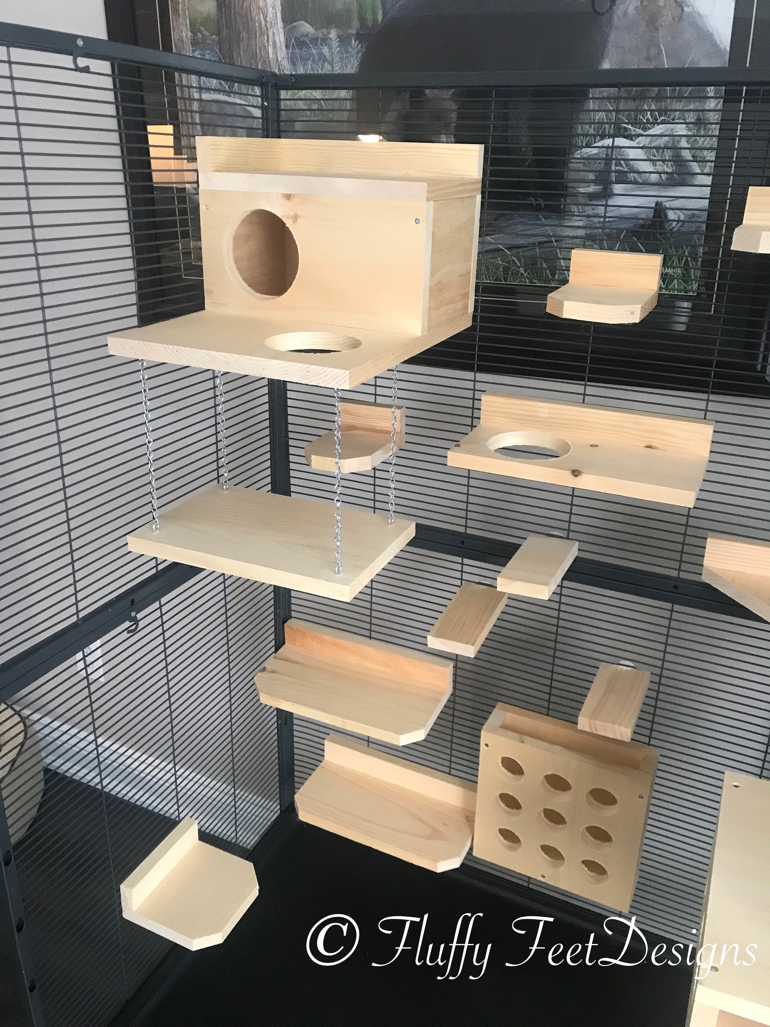 Kiln Dried Pine Chinchilla 18 Piece Ledge Set With Poop Guards Etsy