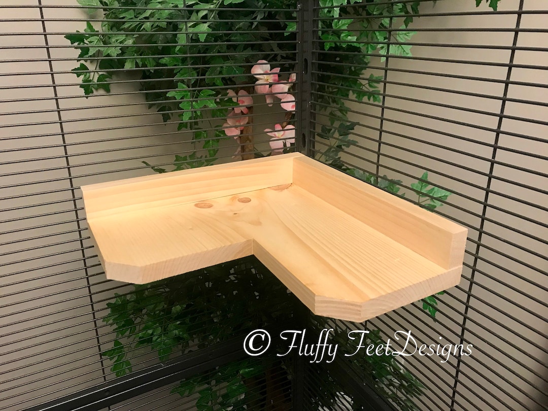 16 Inch Kiln Dried Pine Chinchilla Corner Ledge With Poop Guard