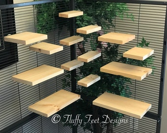 Kiln Dried Pine 14 Piece Chinchilla Ledge Set + Mounting Hardware