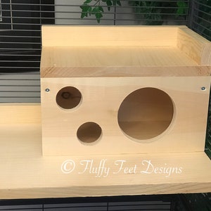 Kiln Dried Pine Chinchilla Wood House with Poop Guard and Balcony Mounting Hardware image 2