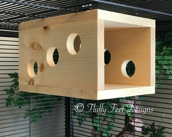 Kiln Dried Pine Chinchilla Wood PEEK A BOO Tunnel + Mounting Hardware