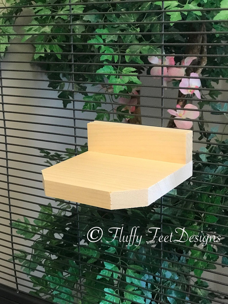 5.5 inch Kiln Dried Pine Chinchilla Ledge with Poop Guard and Mounting Hardware image 1