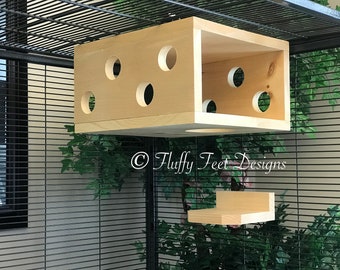 Kiln Dried Pine Xtra Large Peek-A-Boo Tunnel and 5 inch ledge + Mounting Hardware