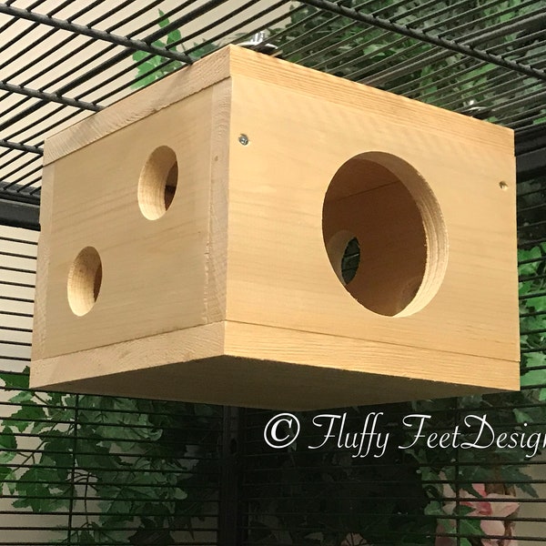 Kiln Dried Pine Chinchilla Cube Wood House + Mounting Hardware