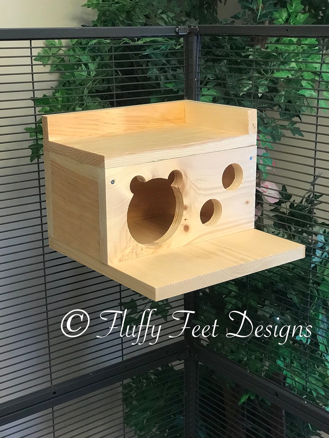 Kiln Dried Pine Chinchilla Wood House With Poop Guard Balcony Etsy Canada