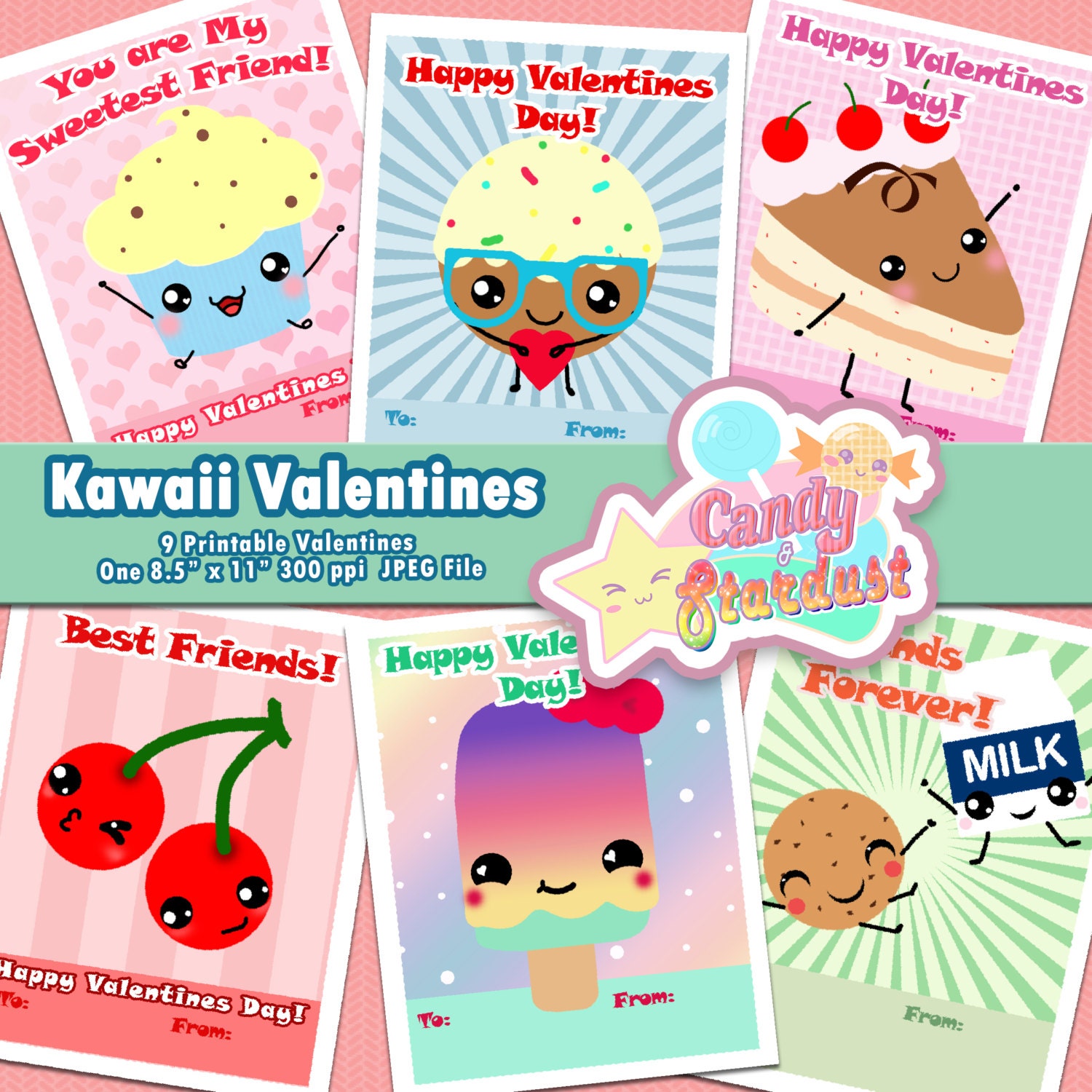 Printable Valentines: Kawaii Valentines Cards | Etsy