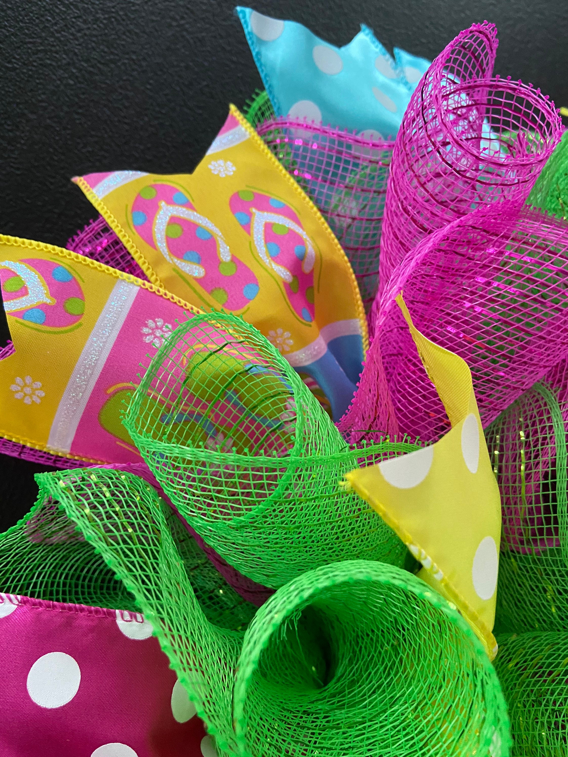 12 or 17 Summer Deco Mesh Flip Flop Centerpiece / Candle Etsy