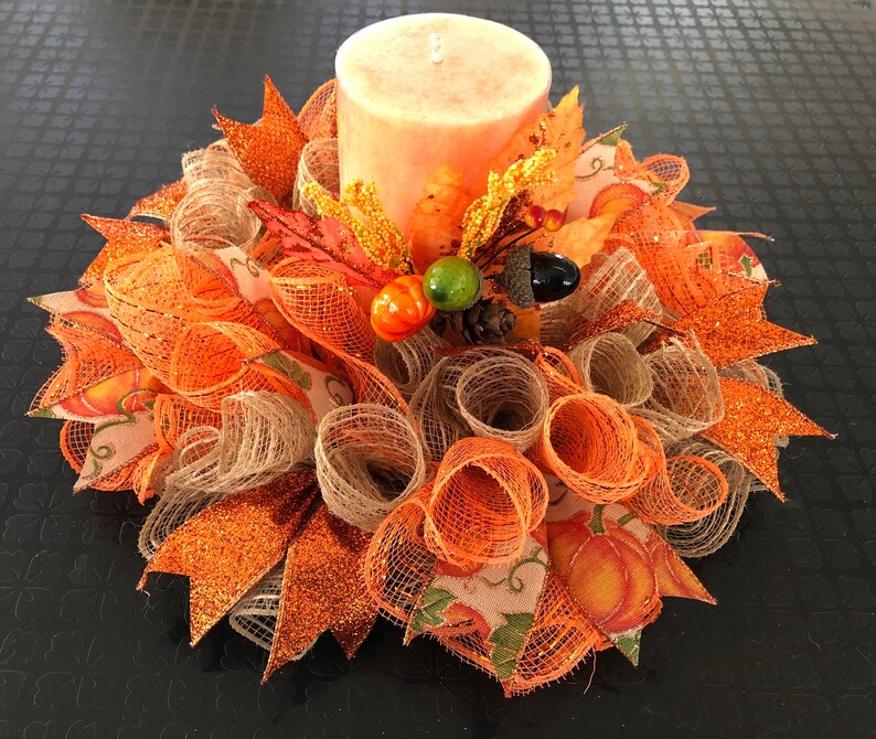 DIY Fall Pumpkin Deco Mesh Mini 12” Centerpiece / Wreath Kit - Etsy