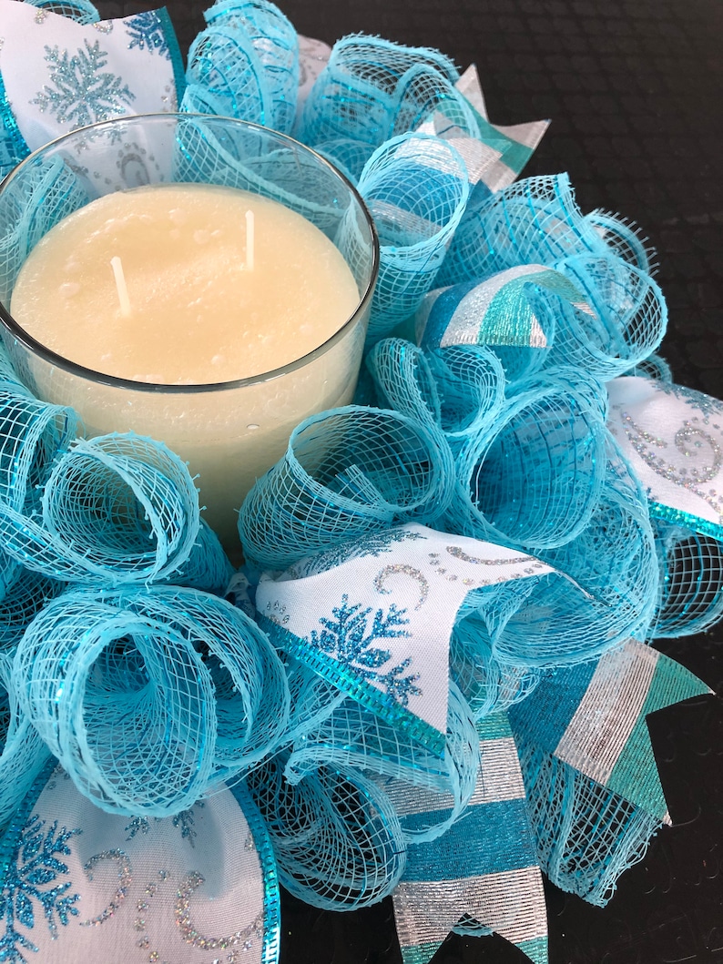 12 Winter / Christmas Deco Mesh Candle Holder Ring / Mini Etsy