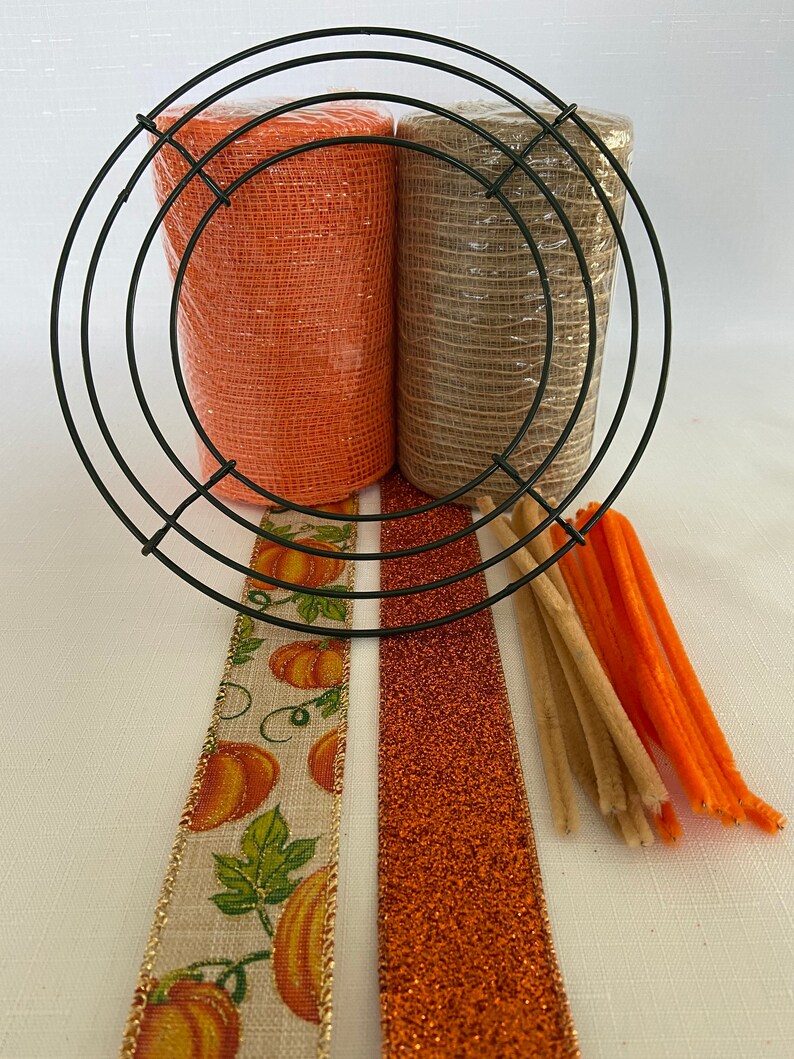 DIY Fall Pumpkin Deco Mesh Mini 12” Centerpiece / Wreath Kit - Etsy