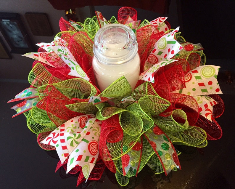 17 Christmas Deco Mesh Candy Centerpiece/Candle Holder Etsy