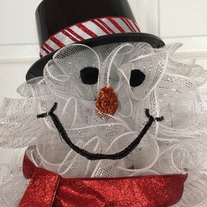 25 Winter Deco Mesh Snowman Wreath Red image 4