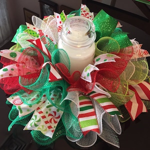 12 or 17&quot; Christmas Deco Mesh Candy Centerpiece/Candle Holder - Multicolor
