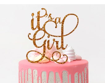 Het is een Meisje Cake Topper Baby Shower Cake Topper Baby Shower Decoratie Baby Shower Meisje Glitter Cake Topper Baby Girl Shower