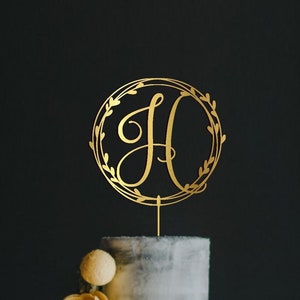 Pastel monograma de boda Topper Personalizado Pastel de bodas moderno inicial Topper Pastel de una sola letra Topper Bridal Shower Engagement Aniversario