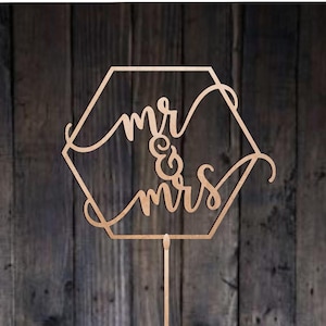 Mr & Mrs Modern Wedding Cake Topper Rustic Cake Topper for Wedding Rose Gold, Silver Cake Decorations for Wedding