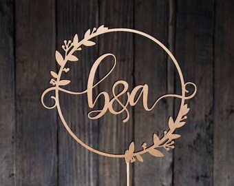 Rustic Initial Wedding Cake Topper: Personalized Monogram