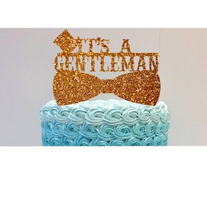 Glitter 'It's a Gentleman' Cake Topper - Baby Shower Decoration