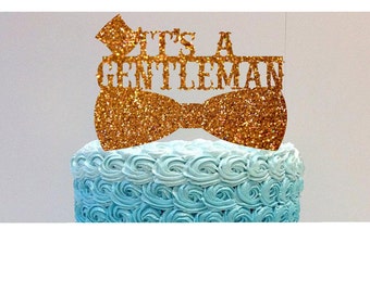 It's a Gentleman Cake Topper for Baby Shower Party Cake Topper Decoration Baby Shower Boy Glitter Cake Topper Baby Boy Shower