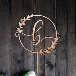 Wedding Monogram Cake Topper Rustic Letter Monogram Wedding Cake Topper Name Initial Cake Topper Anniversary Personalized Letter Cake Topper
