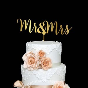 Mr & Mrs Cake Topper pour Wedding Cake Toppers En bois Mr et Mrs Cake Topper Fiançailles Cake Topper Glitter M. et Mme Cake Topper image 1
