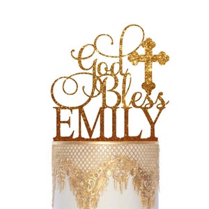 God zegene taarttopper Gepersonaliseerde taarttopper eerste communie topper Doop taarttopper God zegene naam taarttopper