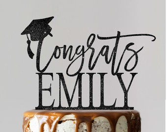 Graduation Cake Topper Personalized Grad Decoration Class of Script Cake Topper Congrats Grad Graduation Party School College Student