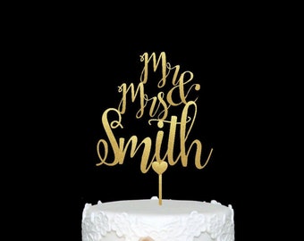 Custom Mr and Mrs Cake Topper Personalized Wedding Cake Topper Wedding Cake Topper Last Name Wedding Cake topper Rose Gold Cake Topper