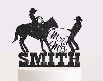 Cowboy Wedding Cake Topper Bride and Groom Topper Country Western Wedding Cake Topper CowBoy and CowGirl Mr & Mrs Cake Topper