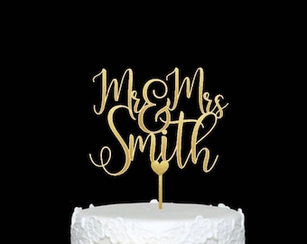 Mr and Mrs Wedding Cake Topper Custom Wedding Cake Topper Personalized Cake Topper Personalized Name Wedding Cake Topper