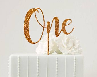 One Cake Topper First Birthday Cake Topper 1st Birthday Birthday Party First Year Rose Gold Cake Topper