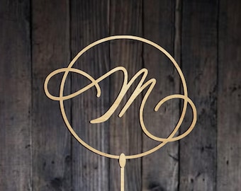 Letter M Wedding Cake Topper: Glitter Initial, Bridal Shower Decor
