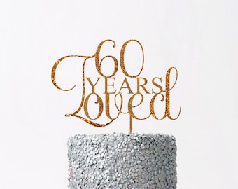 Adorno para tarta "60 años de amor": Celebración de aniversario con brillantina