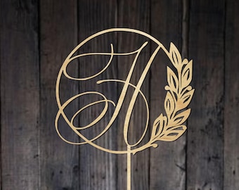 Initial Cake Topper Custom Letter Monogram Cake Topper for Wedding Single Letter Cake Topper Bridal Shower Cake Topper Rose Gold