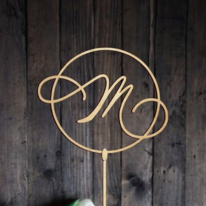 Carta M Pastel Topper para boda pastel inicial topper personalizado pastel de una sola letra Topper bridal ducha pastel Topper Rosa Oro