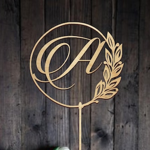 Monogram Initials Letters Personalised Rose Gold Mirror Wedding Cake Topper.547 