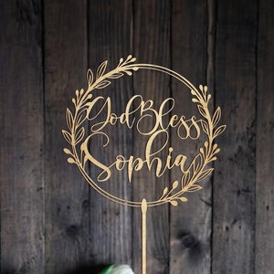 God Bless Cake Topper Gepersonaliseerde Eerste Communie Baby Doop Cake Decor Aangepaste Naam DoopCake Topper Goud Zilver Rose Goud