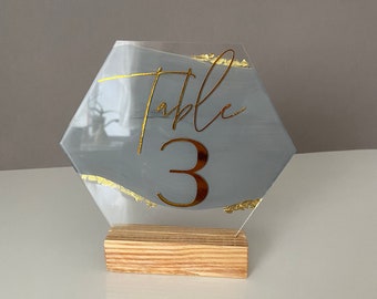 Geometric Clear Table Numbers Acrylic Wedding Table Numbers Painted Back Brush Signs Glass Modern Painted Back Perspex Sign with Stands