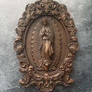 Virgin Mary Catholic Decor Our Lady of Guadalupe Wall Plaque Religious Home Art Wooden Guadalupe Relief Catholic Gift Christian Wall Hanging