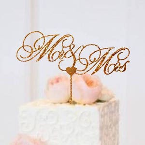 Mr and Mrs Wedding Cake Topper Glitter Wedding Cake Topper Gold Engagement Cake Topper Rose Gold Mr and Mrs Cake Topper Wedding Decorations image 1