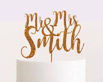 Custom Wedding Cake Topper Rose Gold Topper Mr & Mrs Cake Topper Personalized Wedding Cake Topper Last Name Personalized Wedding Cake Topper