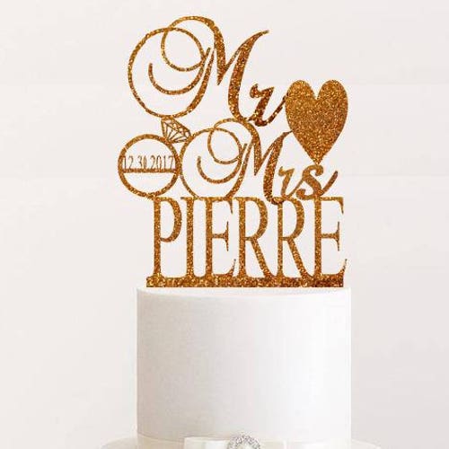 Personalized Wedding Cake Topper Rose Gold Custom Mr and Mrs Etsy
