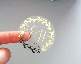 Custom Foil Wedding Favor Stickers: Personalized Clear Labels