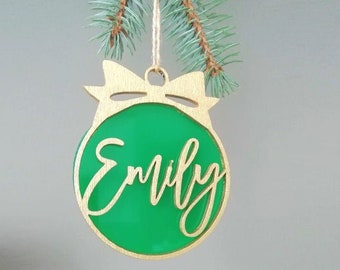 Christmas Tree Ornament Hanging Personalized Custom Name Wood Reindeer Xmas Decor Gift Bauble Calligraphy Decoration 1st Christmas Gift tags