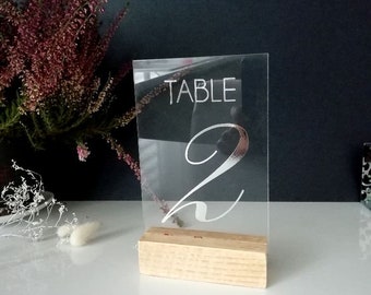 Acrylic Clear Table Numbers Wedding Decor Perspex Modern Calligraphy Glass Numbers Sign  Minimalist Table Numbers Painted Reception